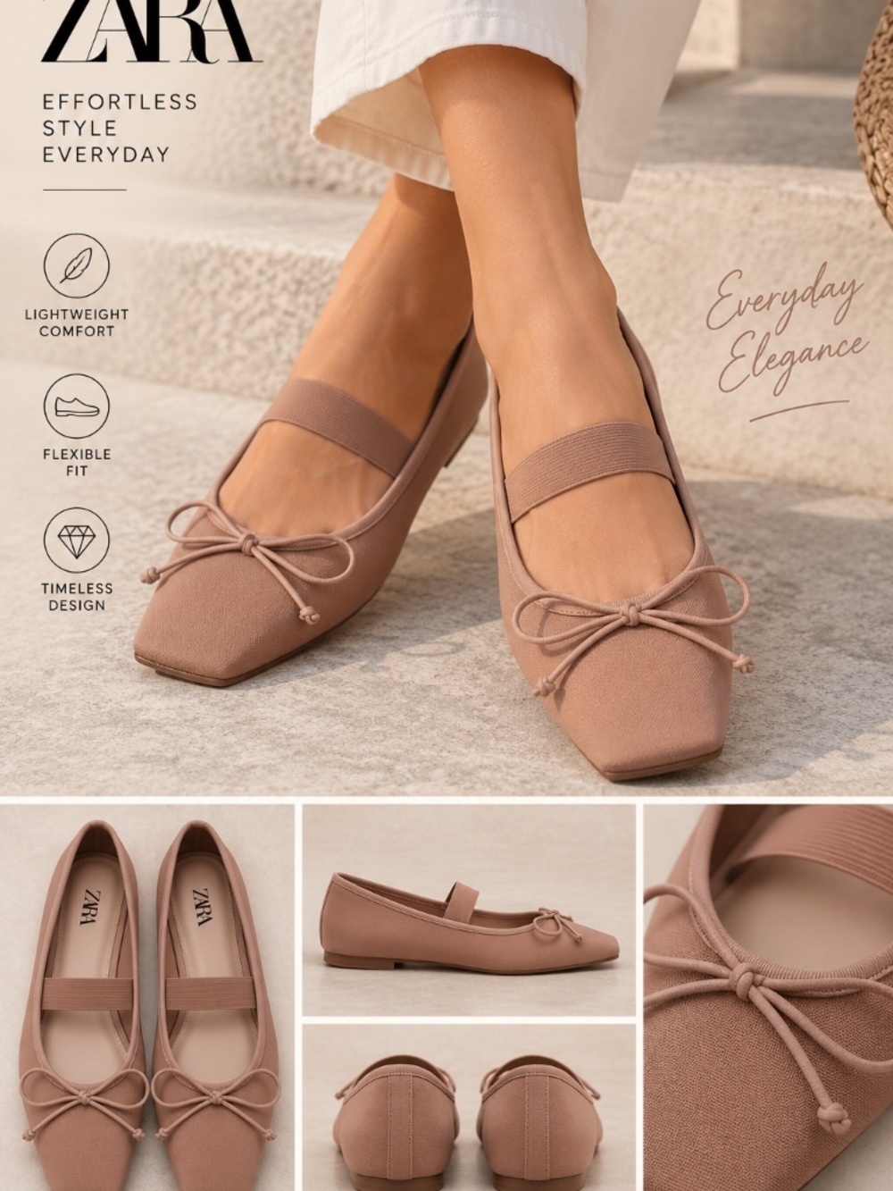 ZARA Dusty Pink Flats